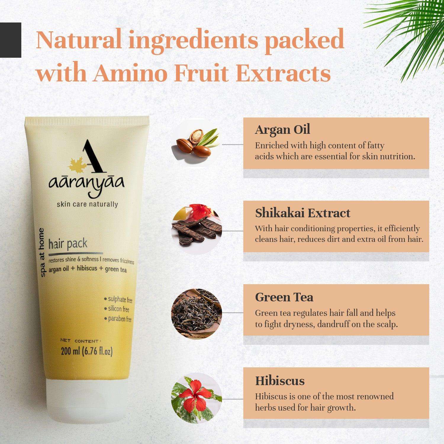 Hair Pack Natural Ingredients packed with amino fruit extracts