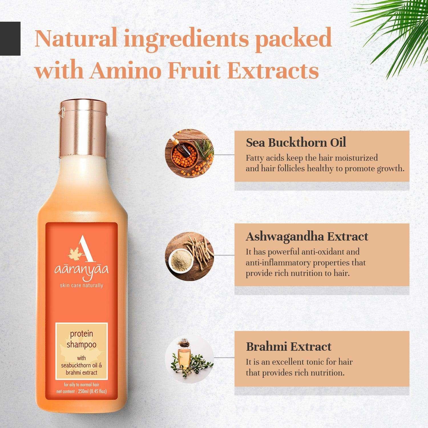 Protein Conditioning Shampoo With Seabuckthorn Oil & Brahmi Extract - aaranyaa skincare