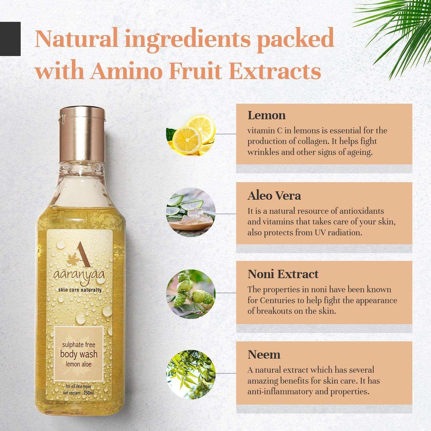 Sulphate Free Body Wash Lemon Aloe Natural Ingredients